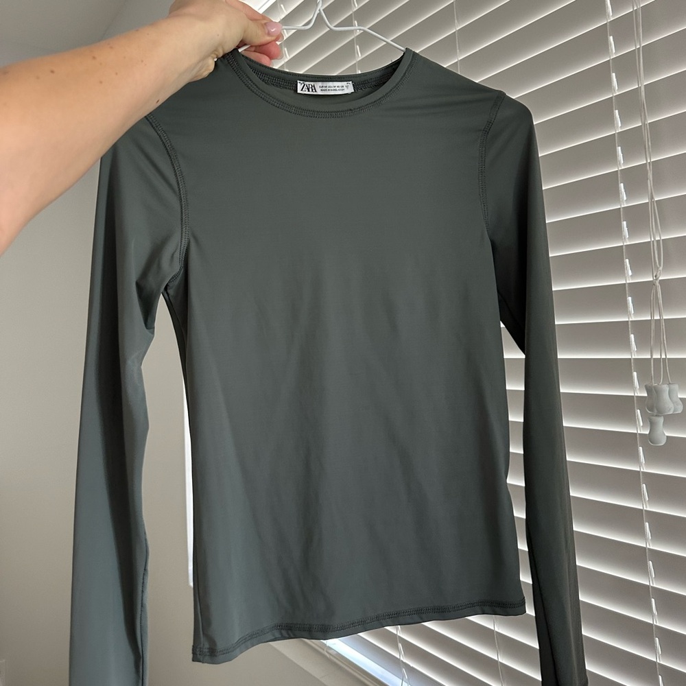 Zara Long Sleeve Polyamide Shirt in khaki